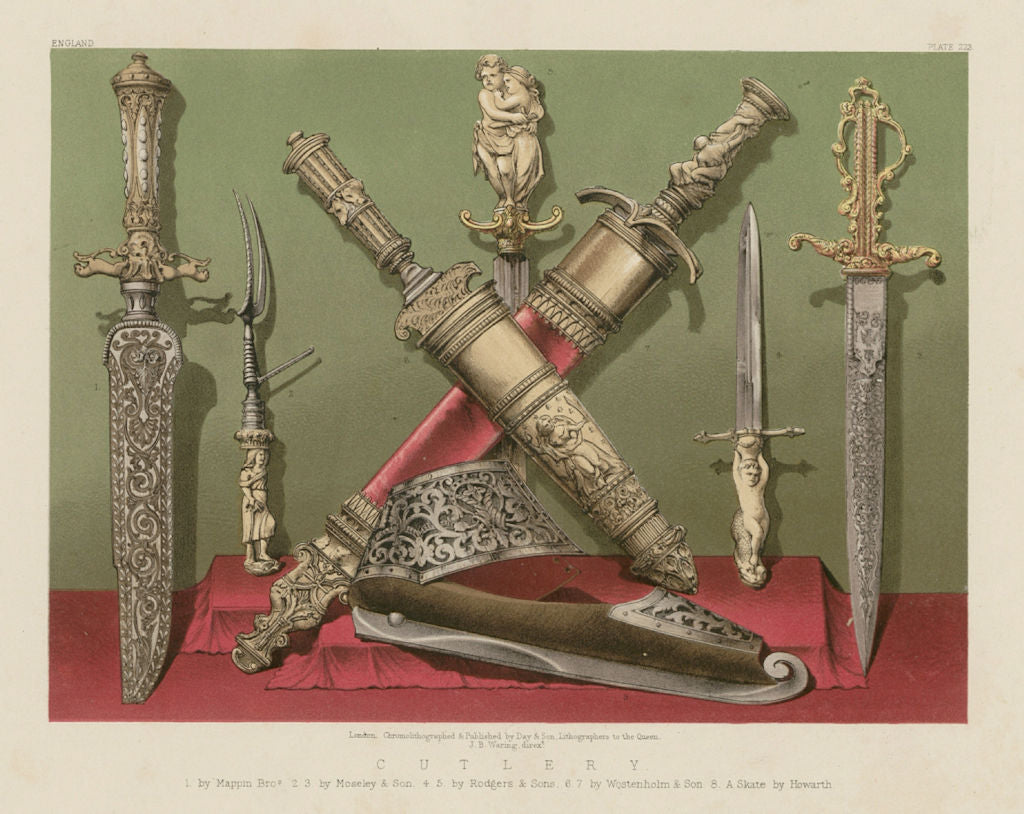 INTERNATIONAL EXHIBITION. Cutlery Mappin Moseley Rodgers Wotenholm 1862 print